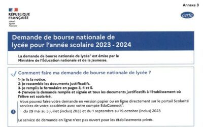 Demande de bourses de Lycée pour l’année 2023-2024